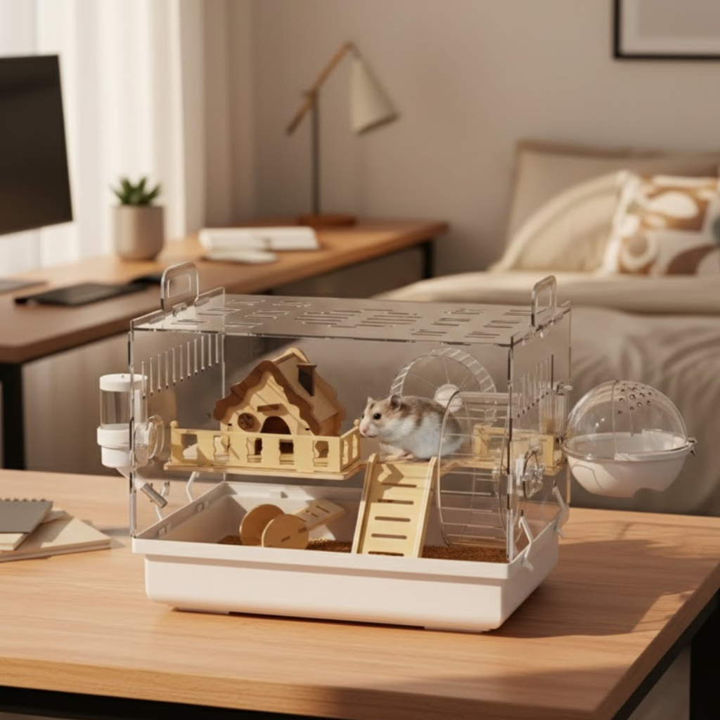 Large Acrylic Hamster Cage Double Tier Transparent Luxury Villa Small Animal Habitat