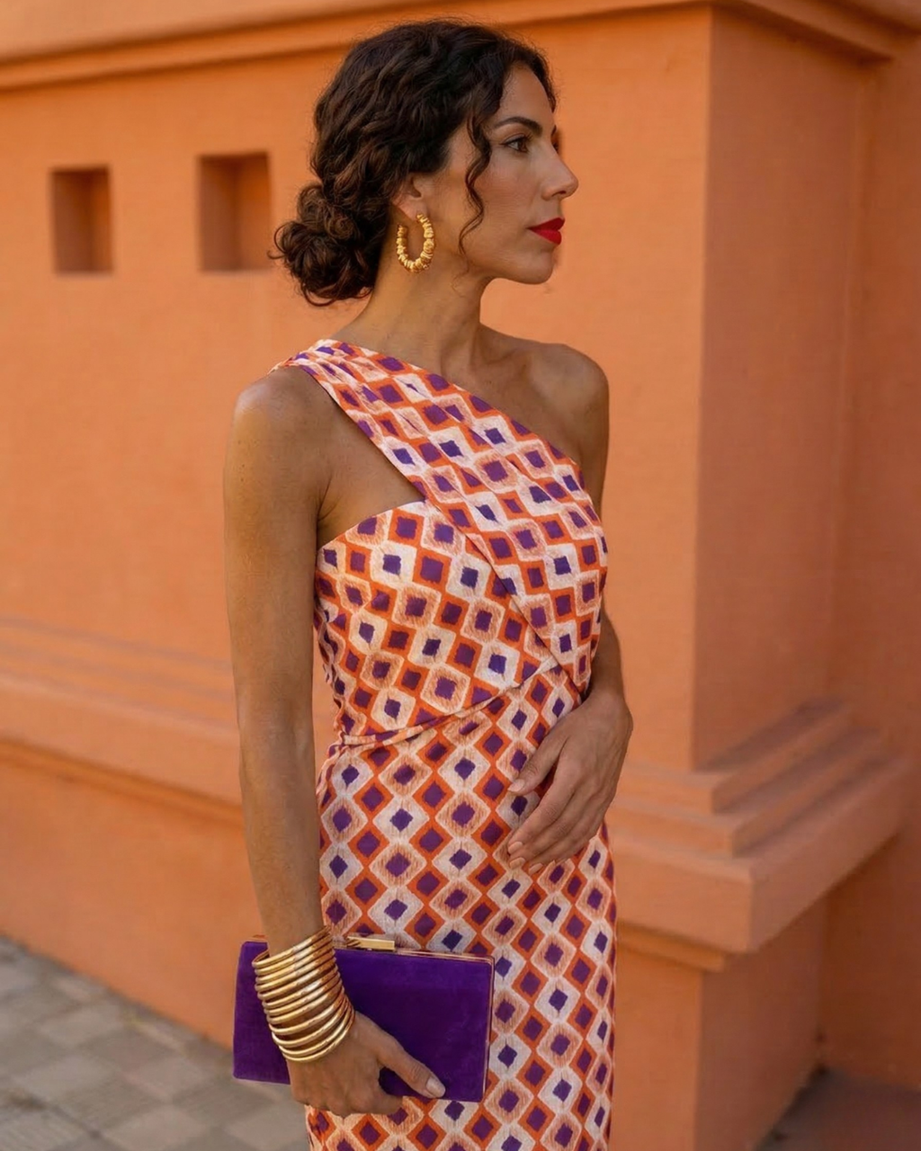 Asymmetric One-Shoulder Midi Dress