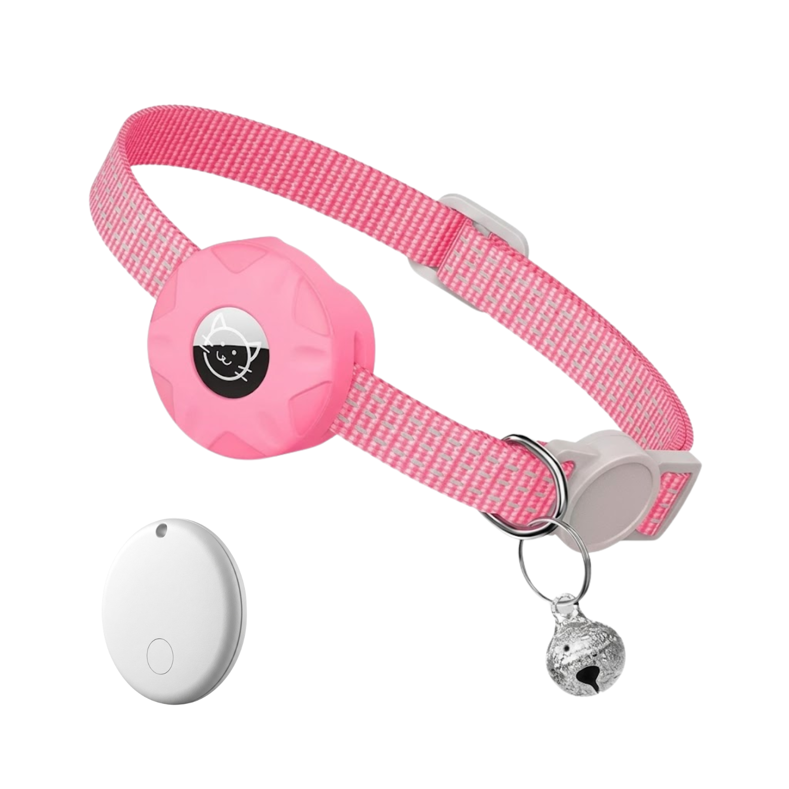 Reflective Cat Collar with Integrated GPS Tracker Holder and Breakaway Safety Buckle