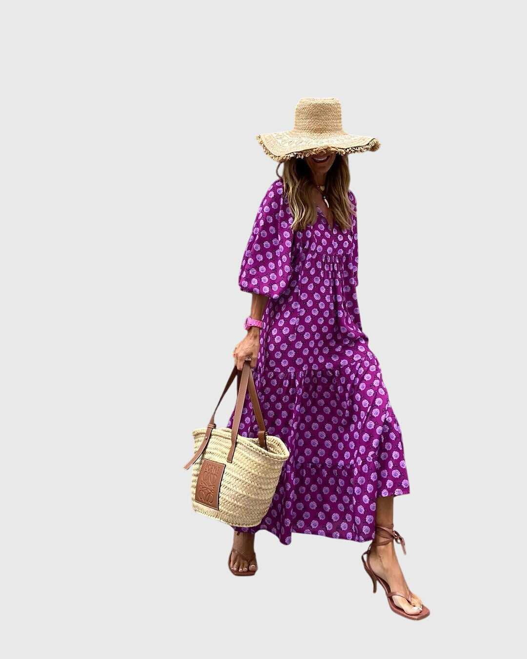 Bohemian maxi gown | printed relaxed fit long dress