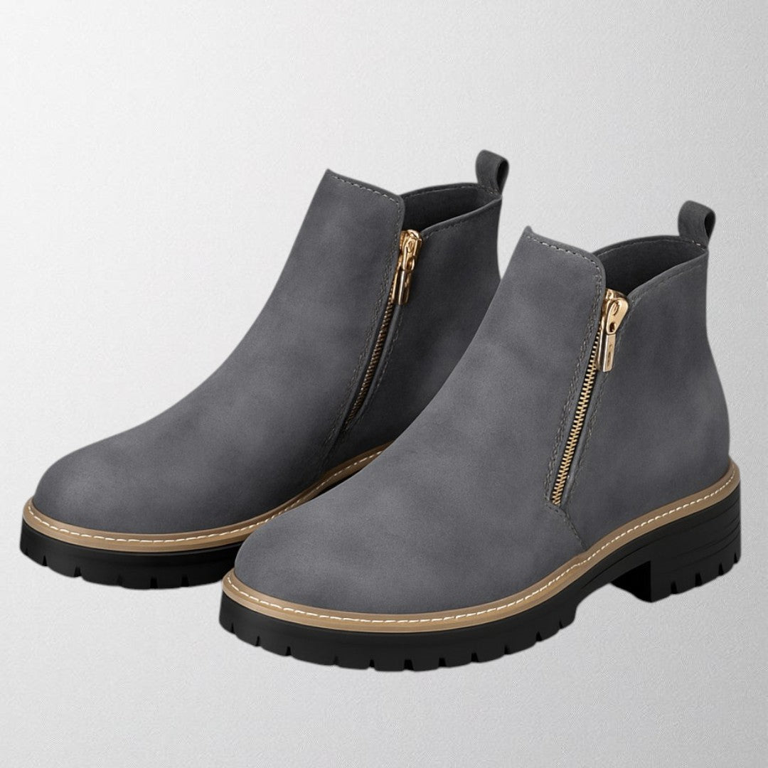 Women's Shoes Round Toe Side Zip Sleek Silhouette Office Casual Evening