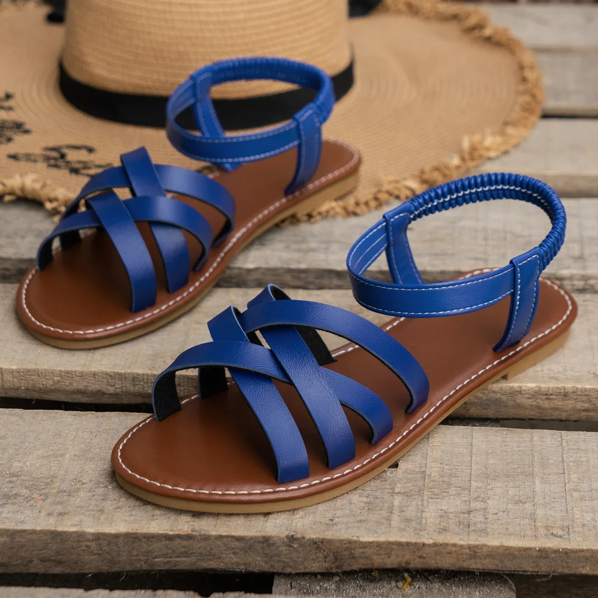 Women's open toe sandals — adjustable ankle strap for daily wear