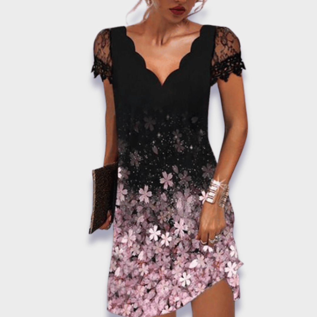 Women's dress - tummy control scalloped neckline evening events