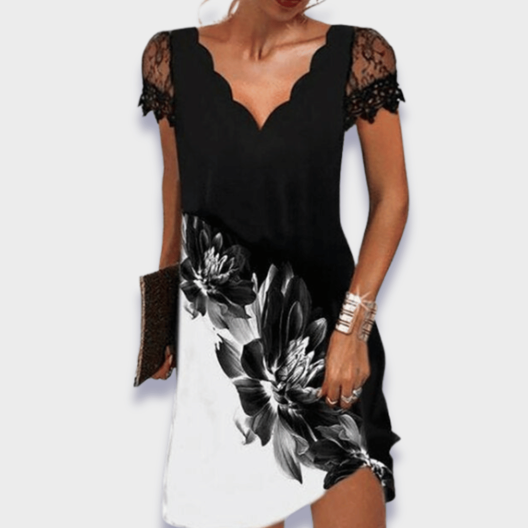 Women's dress - tummy control scalloped neckline evening events