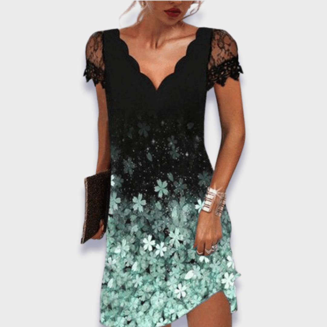 Women's dress - tummy control scalloped neckline evening events