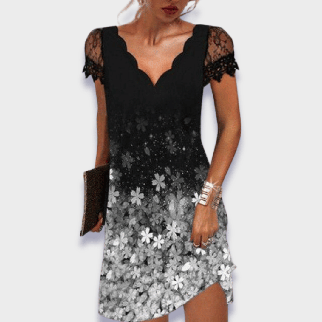 Women's dress - tummy control scalloped neckline evening events