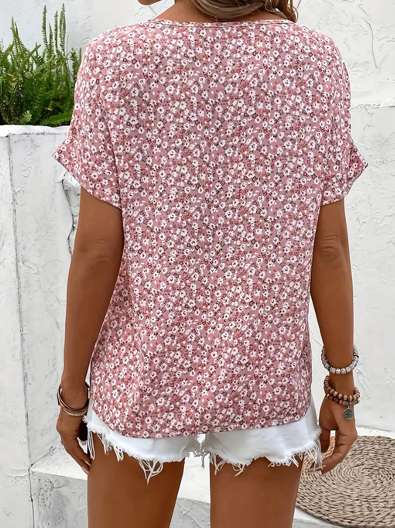 Women's floral print blouse — button-up top for daily wear