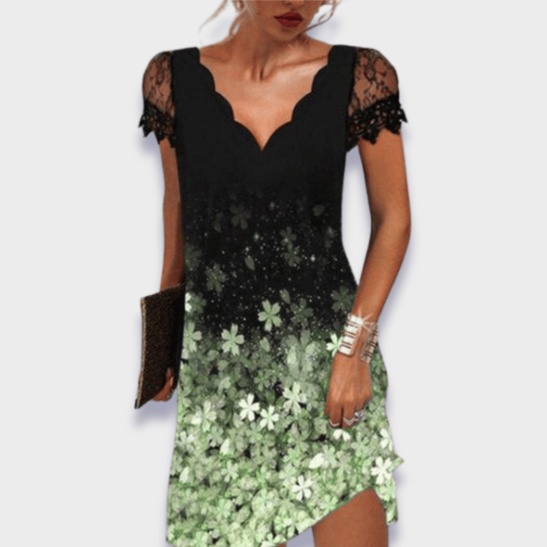 Women's dress - tummy control scalloped neckline evening events