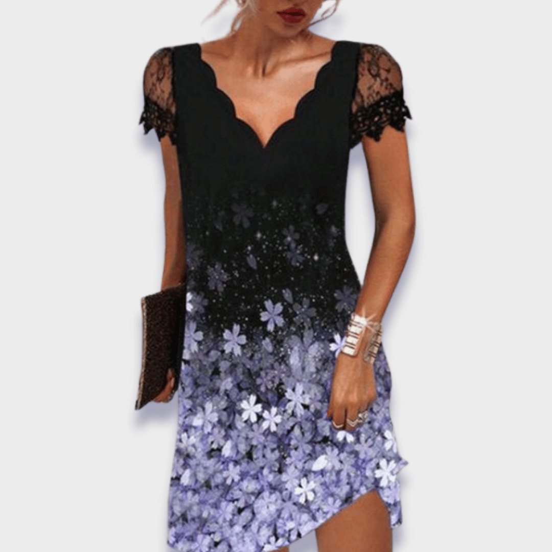 Women's dress - tummy control scalloped neckline evening events