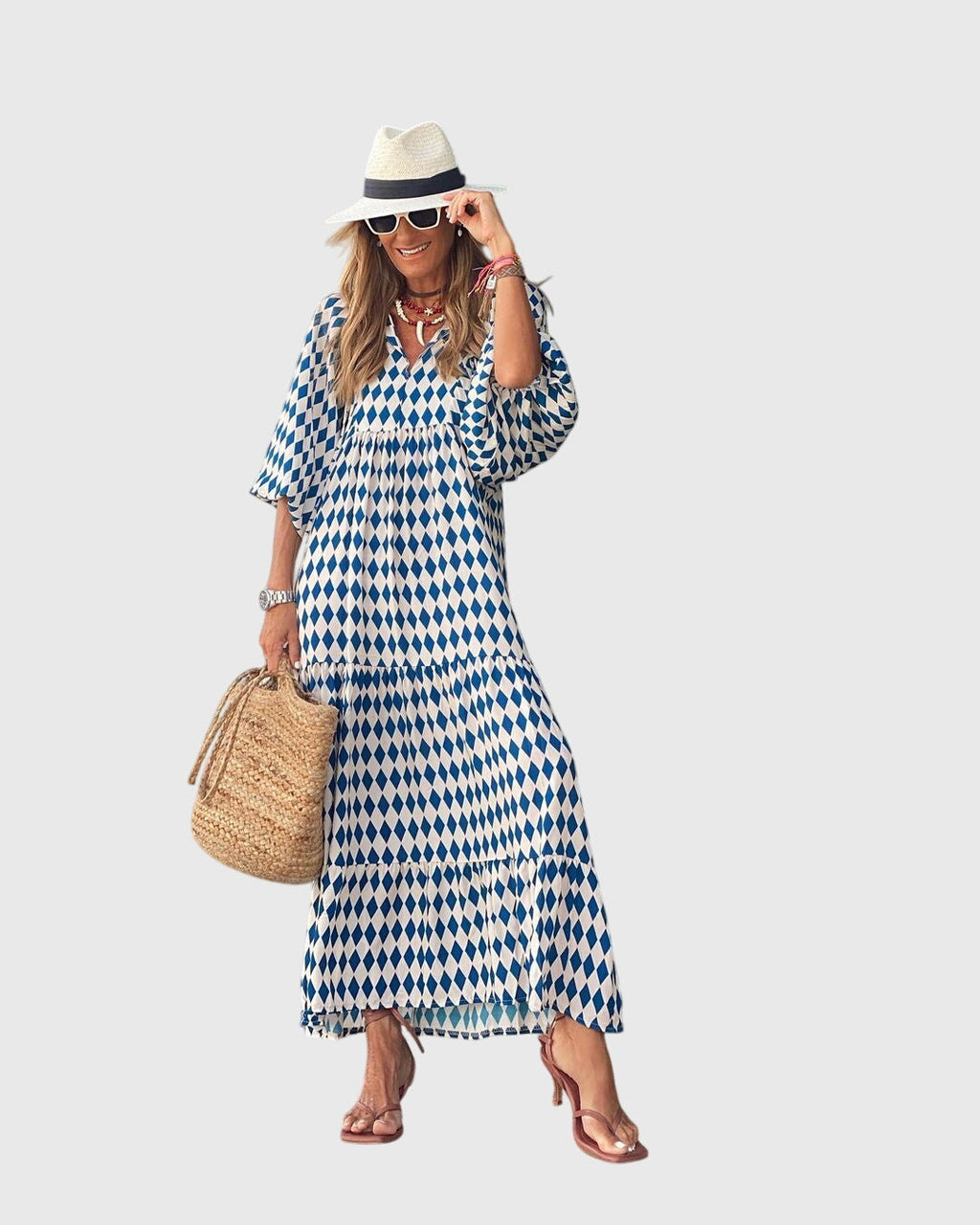 Bohemian maxi gown | printed relaxed fit long dress