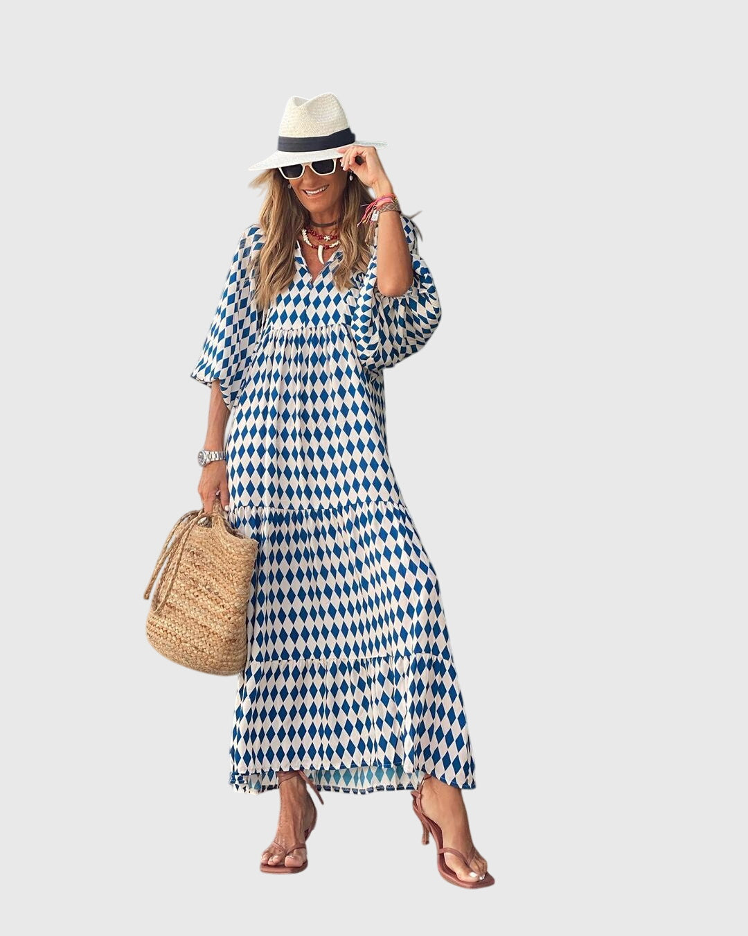 Bohemian maxi gown | printed relaxed fit long dress