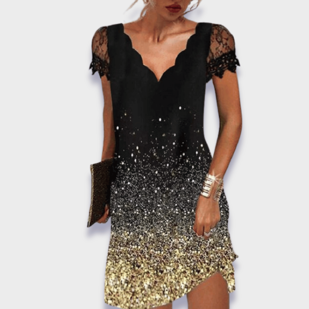 Women's dress - tummy control scalloped neckline evening events
