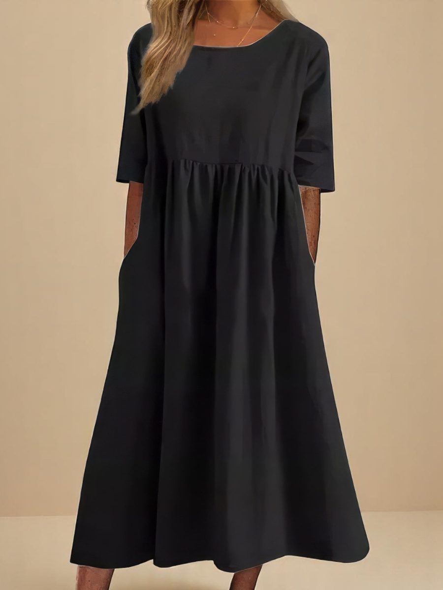 Cotton Blend Midi Day Dress