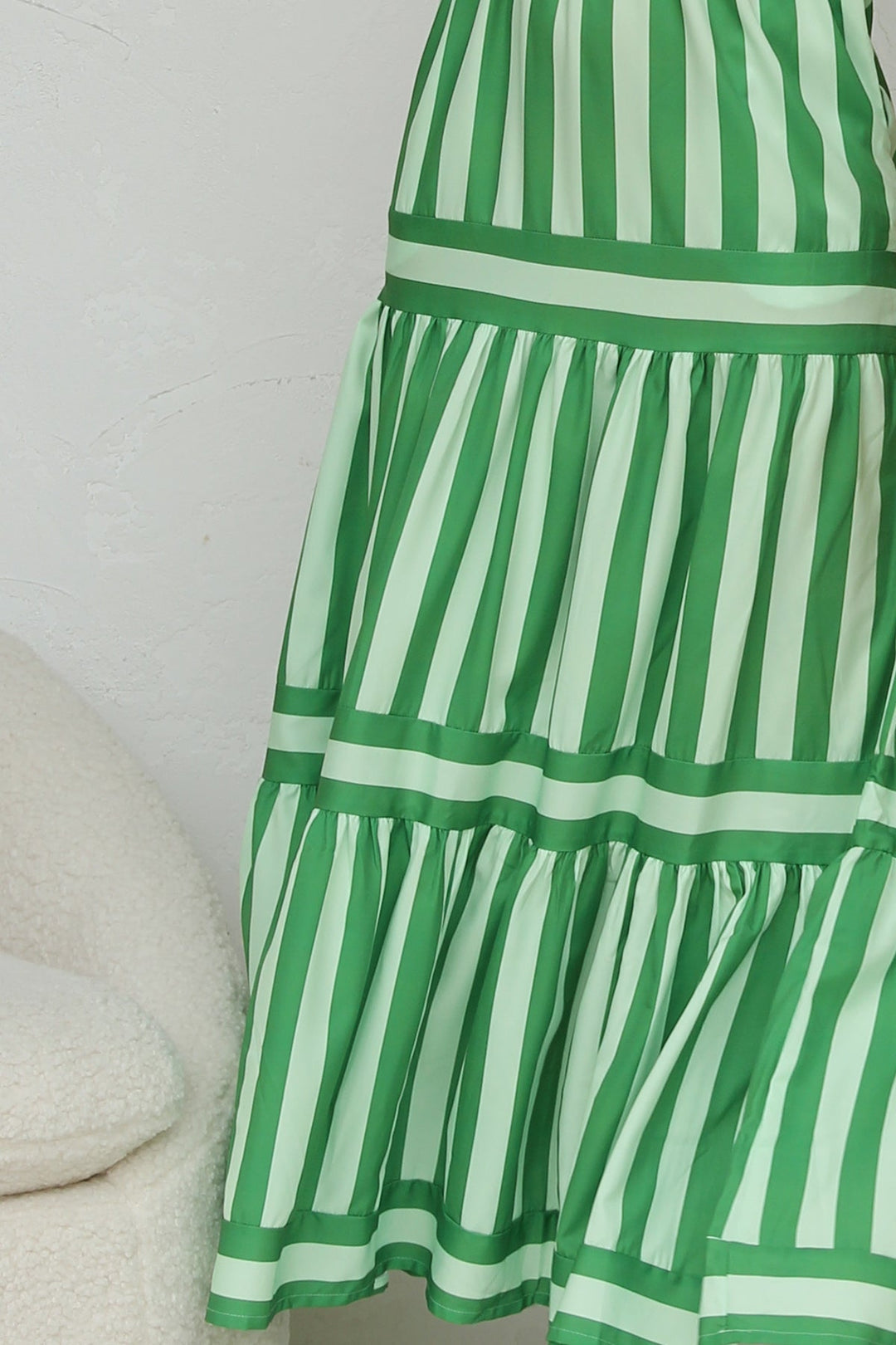 Tiered Striped Spaghetti Strap Maxi Dress