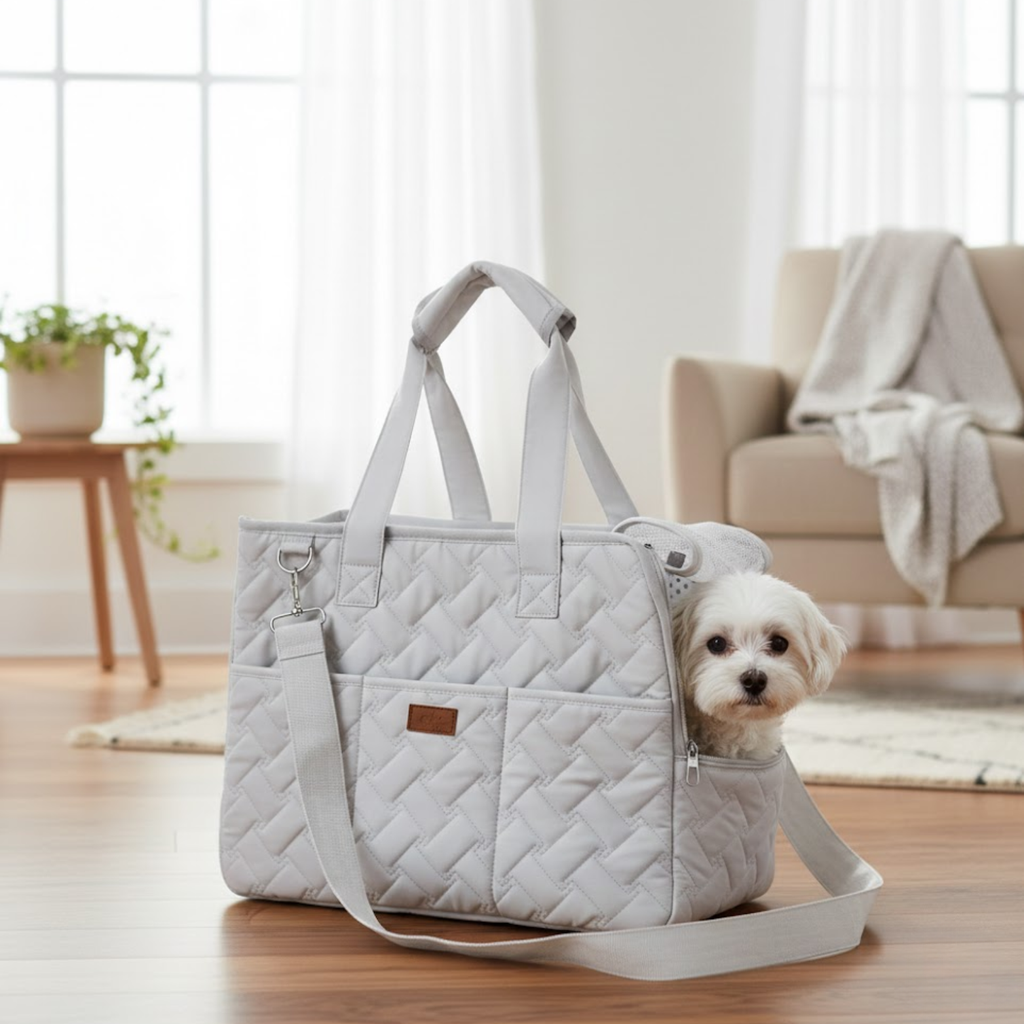 Pet Tote Bag Canvas Shoulder Carrier for Small Dogs and Cats with Breathable Mesh