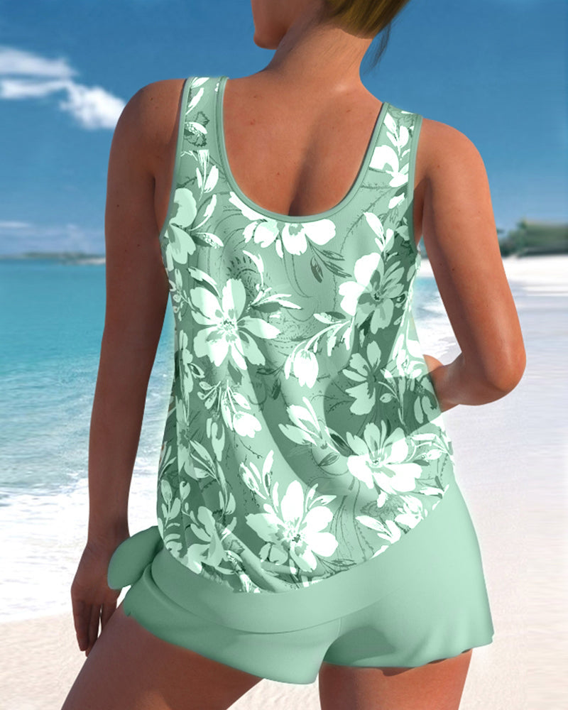Women's two-piece tankini - modest coverage active bathing suit for pool