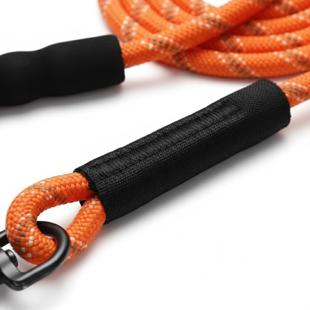 Long Reflective Nylon Dog Leash with Padded Foam Handle for Training and Walking