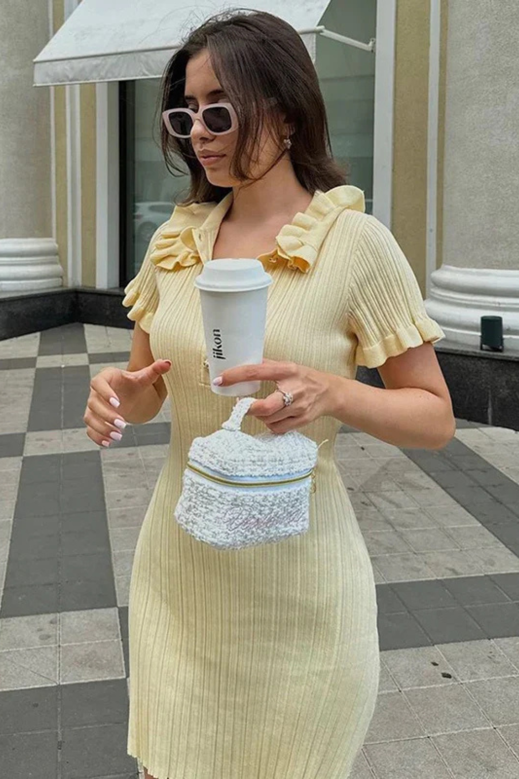 Ribbed Knit Mini Dress Collared Short Sleeve Button Front Bodycon Dress