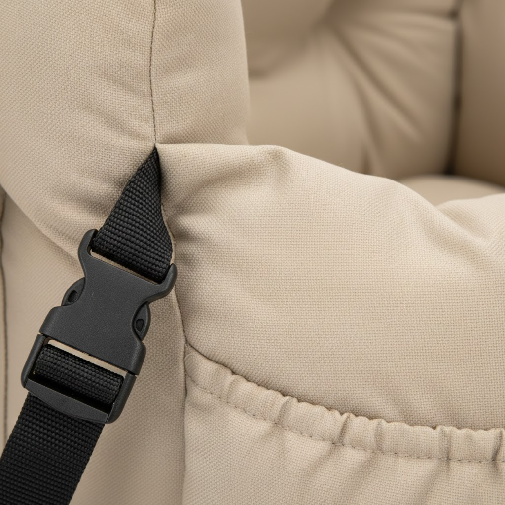 Dog Car Seat Bed with Safety Belt and Secure Straps for Travel