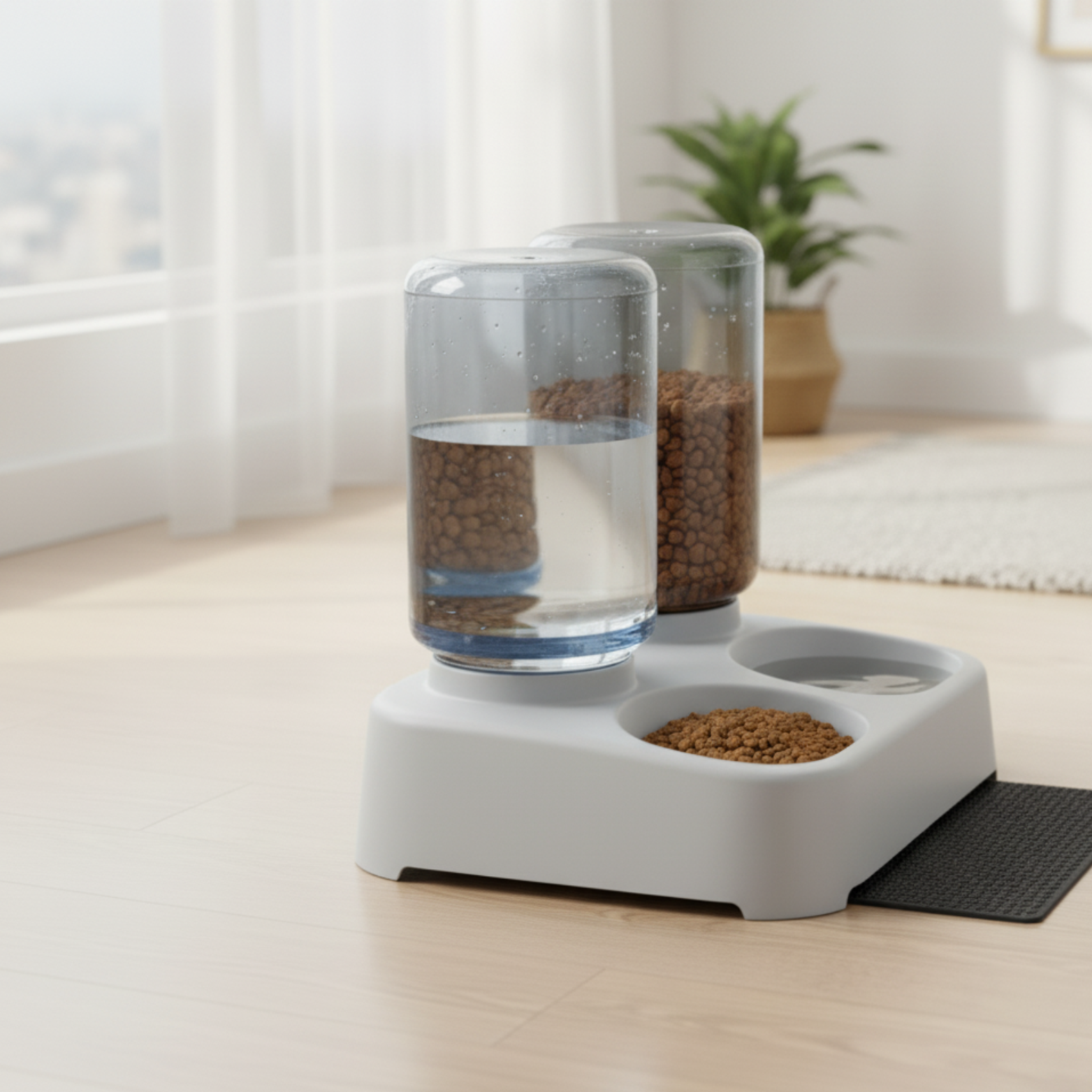 Automatic gravity pet feeder and water dispenser set