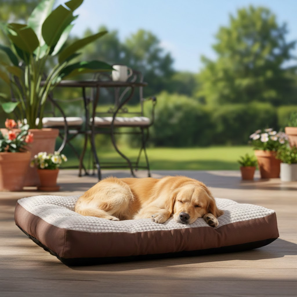 Washable Flannel Pet Bed Cushion with Detachable Soft Fleece Cover for Dogs and Cats