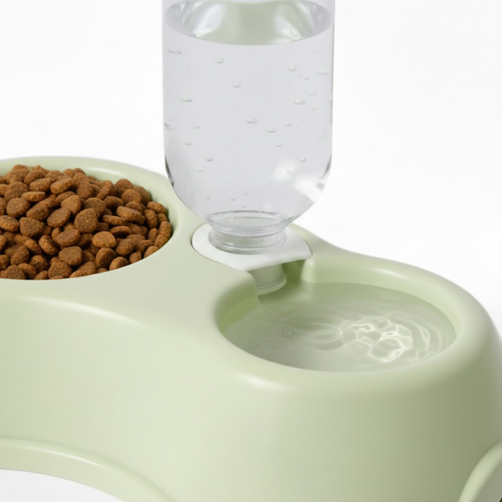 Automatic Cat Water Dispenser and Double Food Bowl Set with Raised Stand