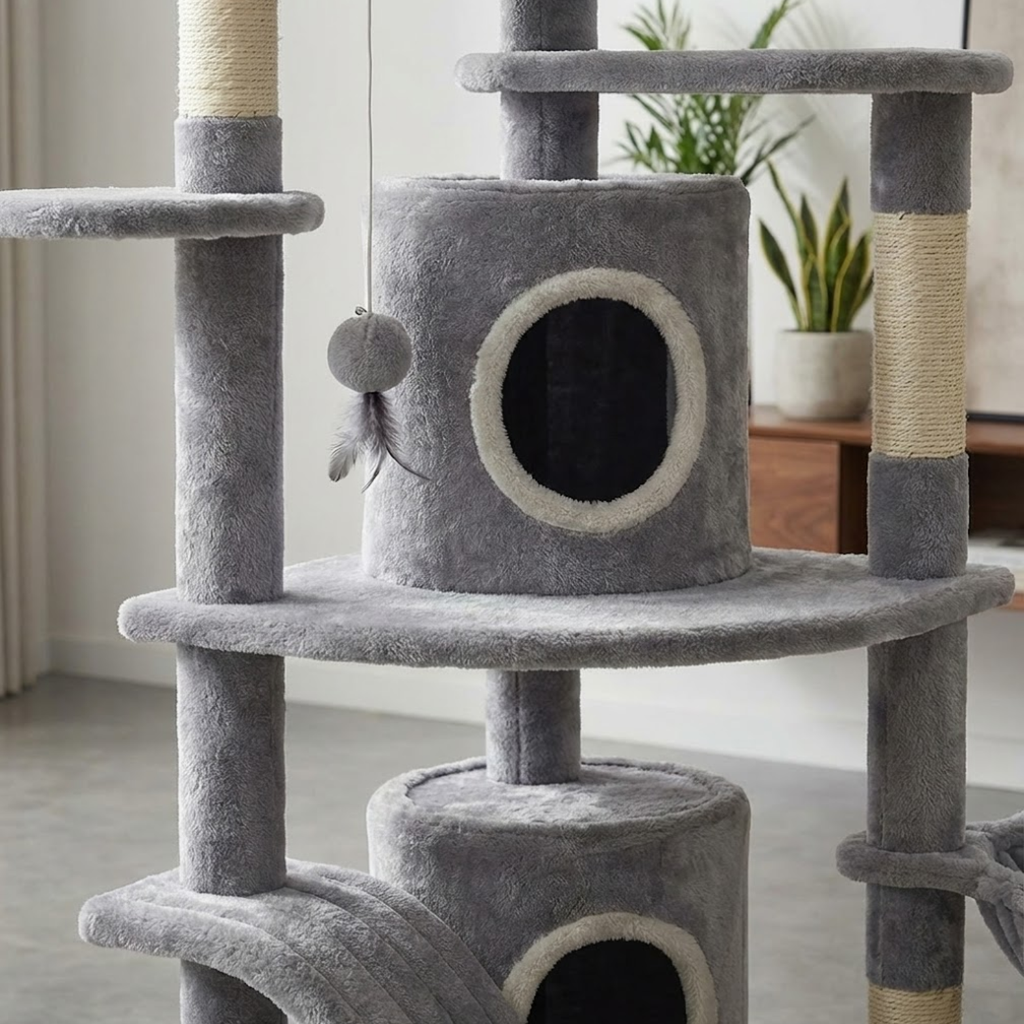 Cat Tree Multi-Level Tower Scratching Post Condos Hammock