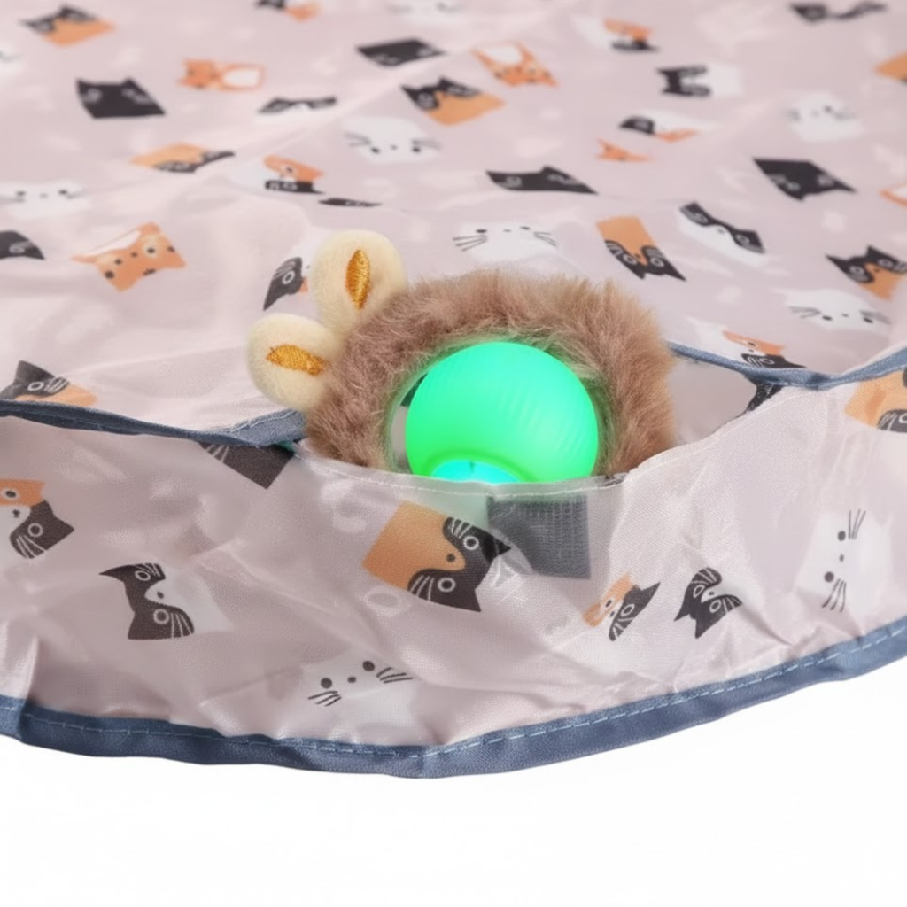 Interactive Motion Activated Cat Toy Ball with Hide and Seek Cloth Pouch Cover