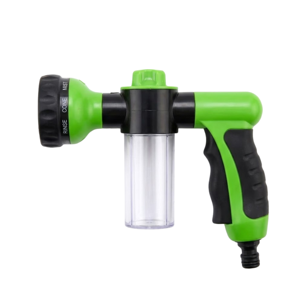 Pet Shower Sprayer Nozzle with Foam Soap Dispenser for Adjustable Dog Bath Cleaning