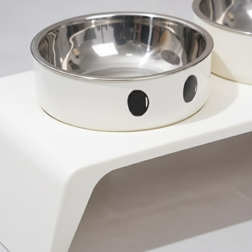 Elevated Dog Bowls Raised Feeder Stand with Double Stainless Steel Food Water Dishes