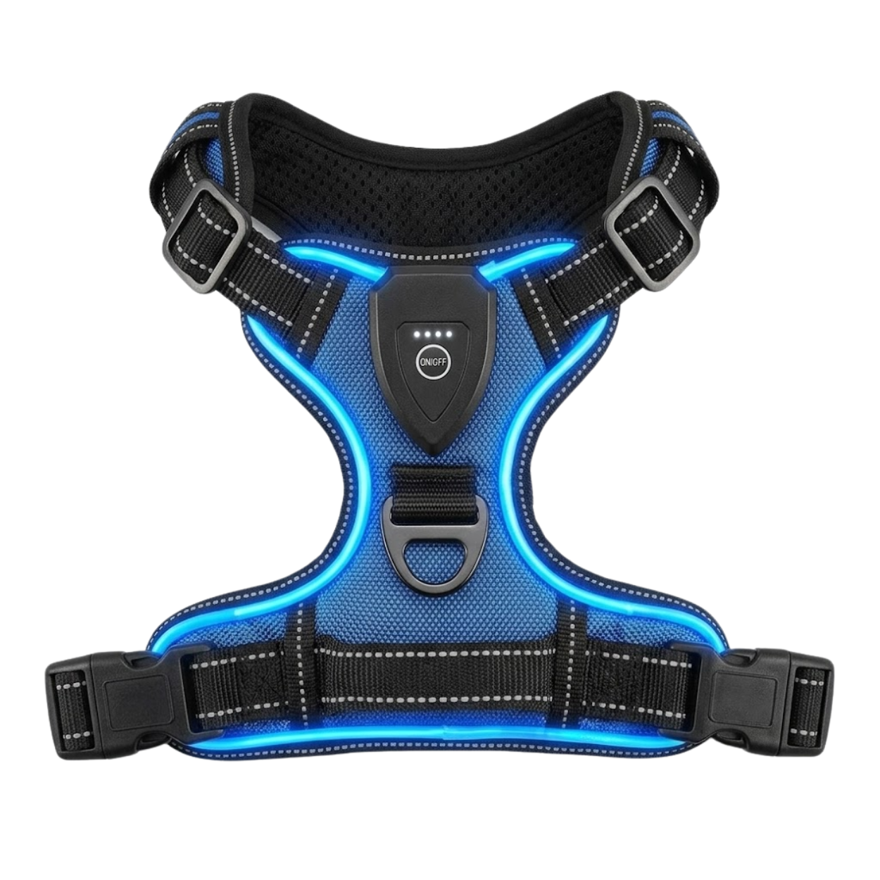 LED Luminous Dog Harness USB Rechargeable No Pull Reflective Nylon Pet Vest Harness