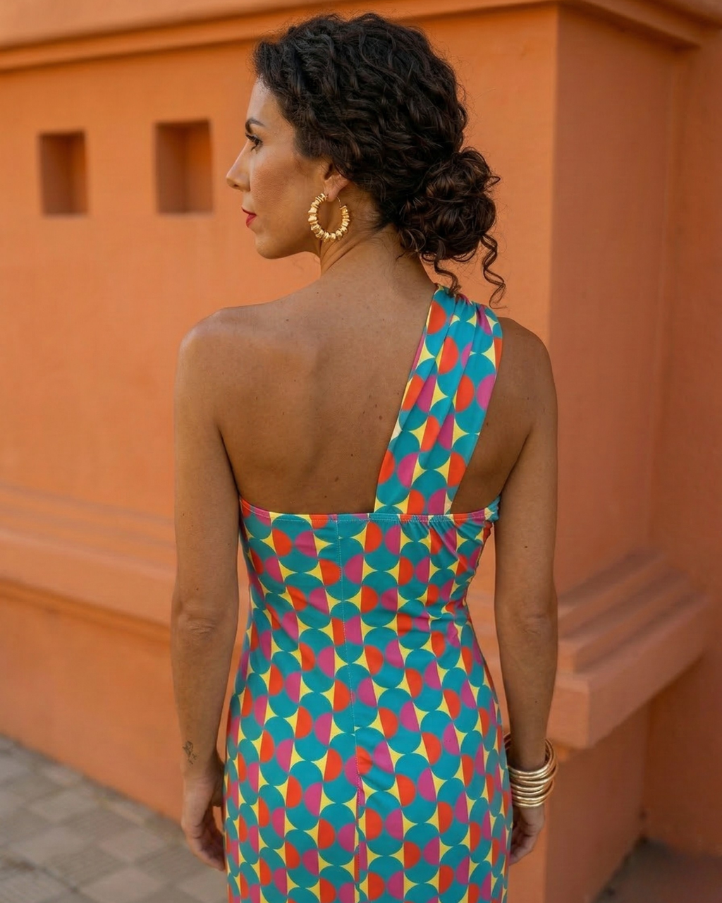Asymmetric One-Shoulder Midi Dress