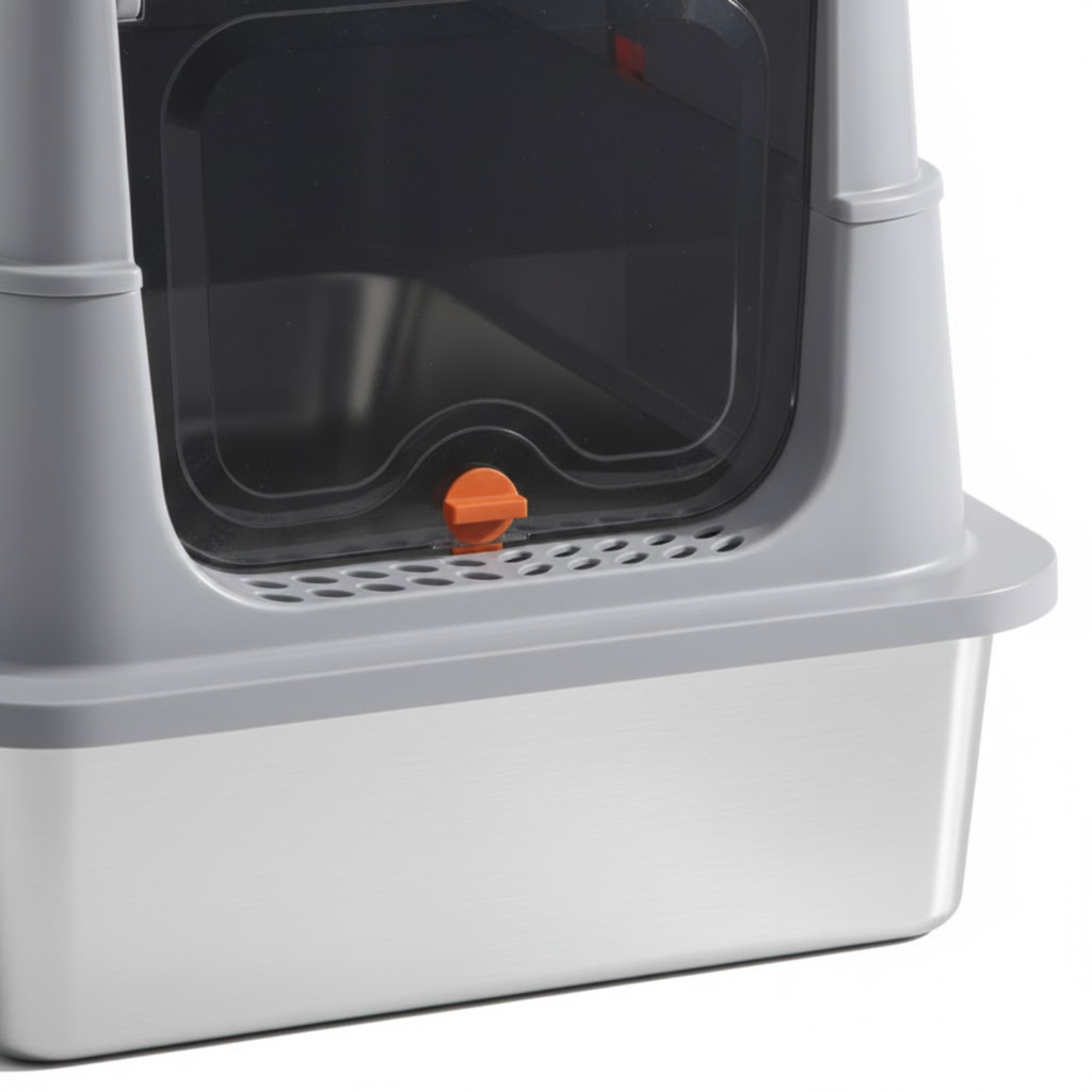 Stainless Steel Cat Litter Box Extra Large Enclosed High Fence Semi-Closed Pet Toilet