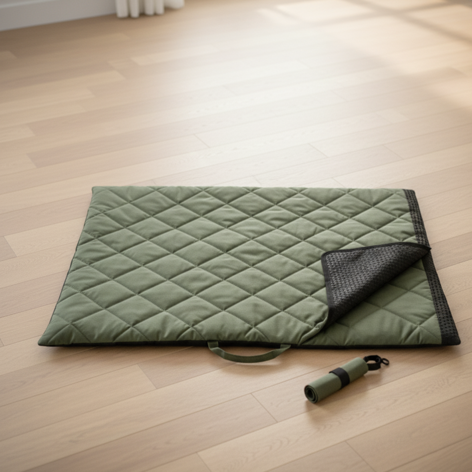 Portable washable dog sleeping mat with water resistant cushion