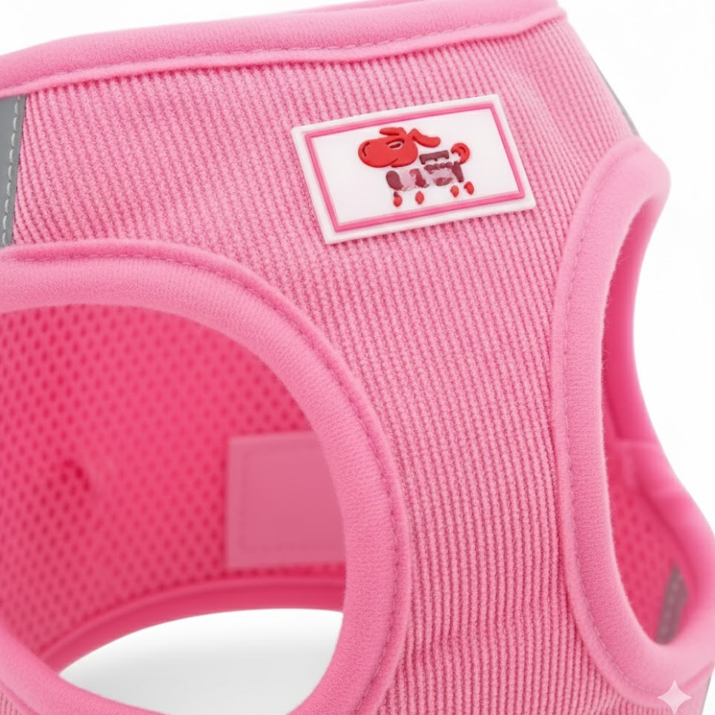 Reflective Breathable Corduroy Dog Harness and Leash Set with Nylon Chest Strap