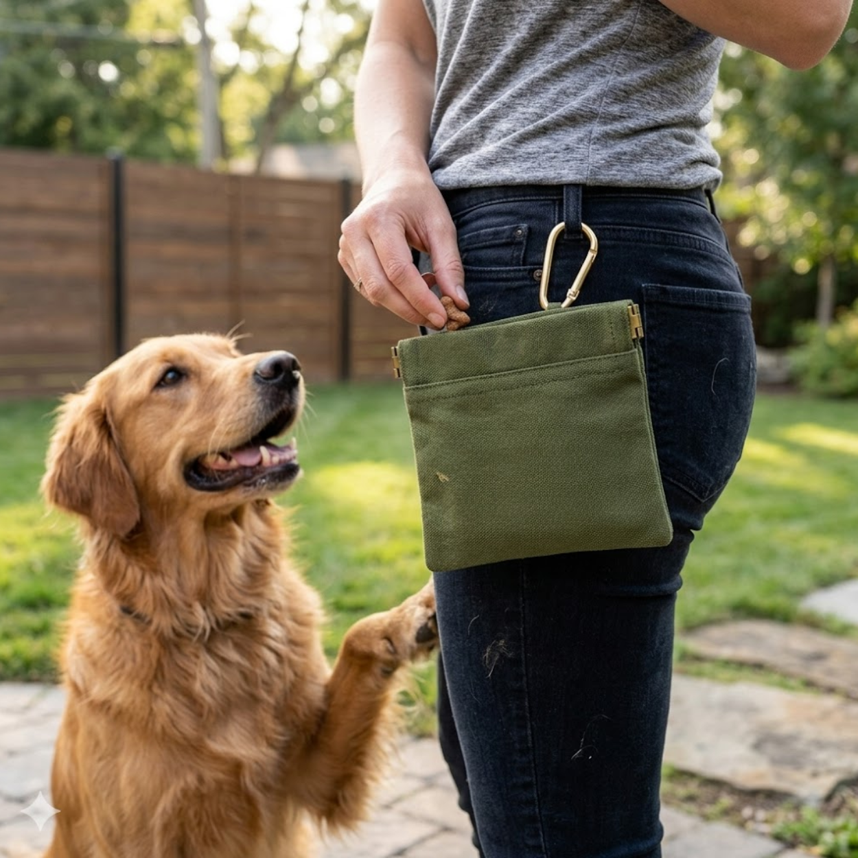 Dog Treat Pouch Portable Canvas Training Snack Bag with Belt Clip for Outdoor Travel