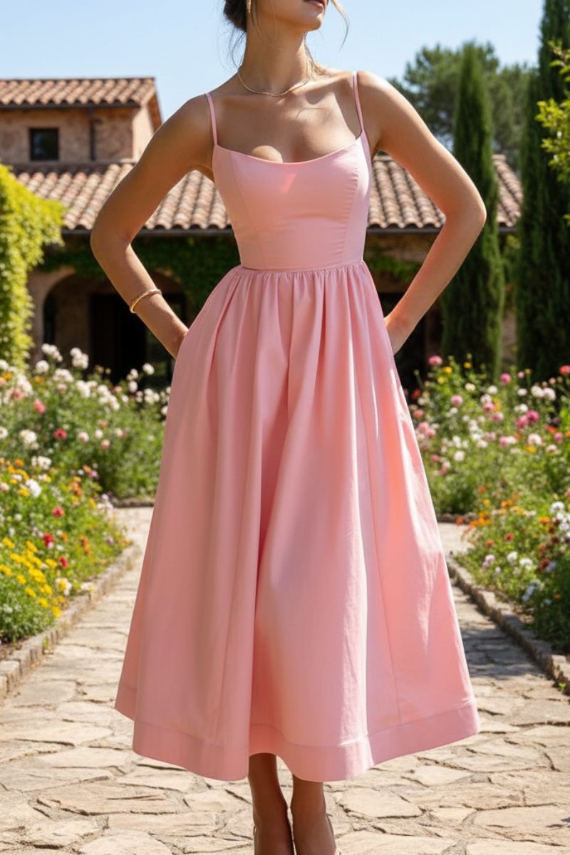 Sleeveless Scoop Neck Midi Cocktail Dress
