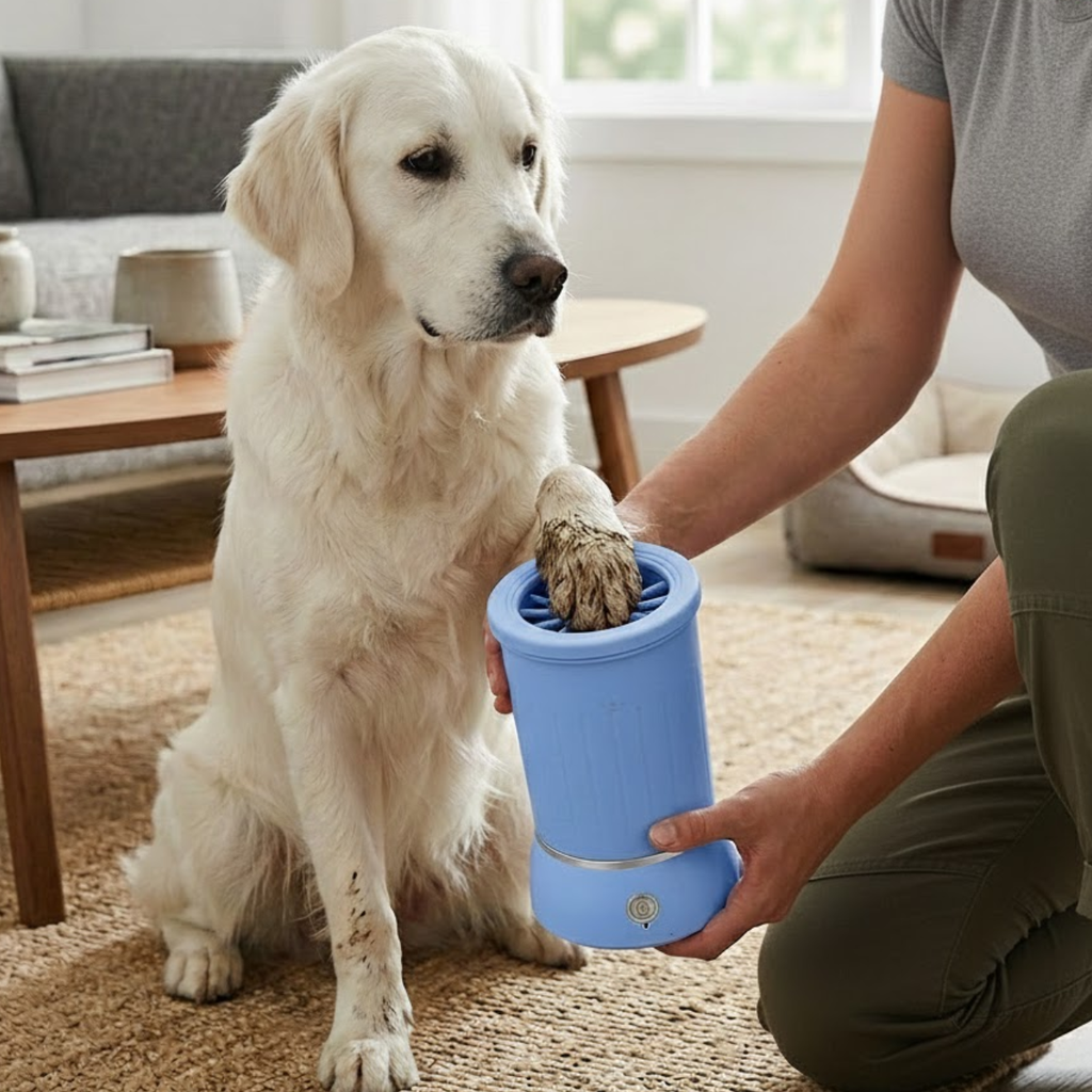 Electric Pet Paw Cleaner Automatic USB Rechargeable Dog Paw Washer with Soft Bristles
