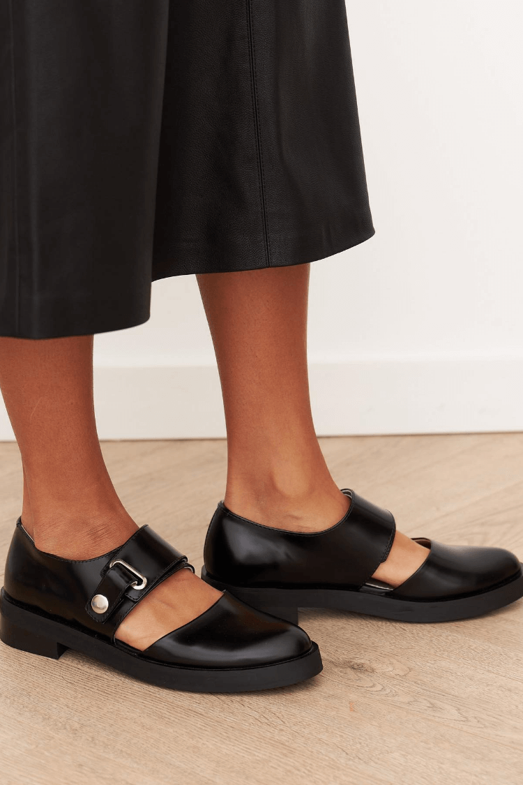 Women buckle loafers — smooth low profile cut with single broad strap | office wear