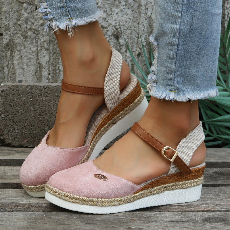 Women's espadrilles - woven sole ankle strap summer vacation
