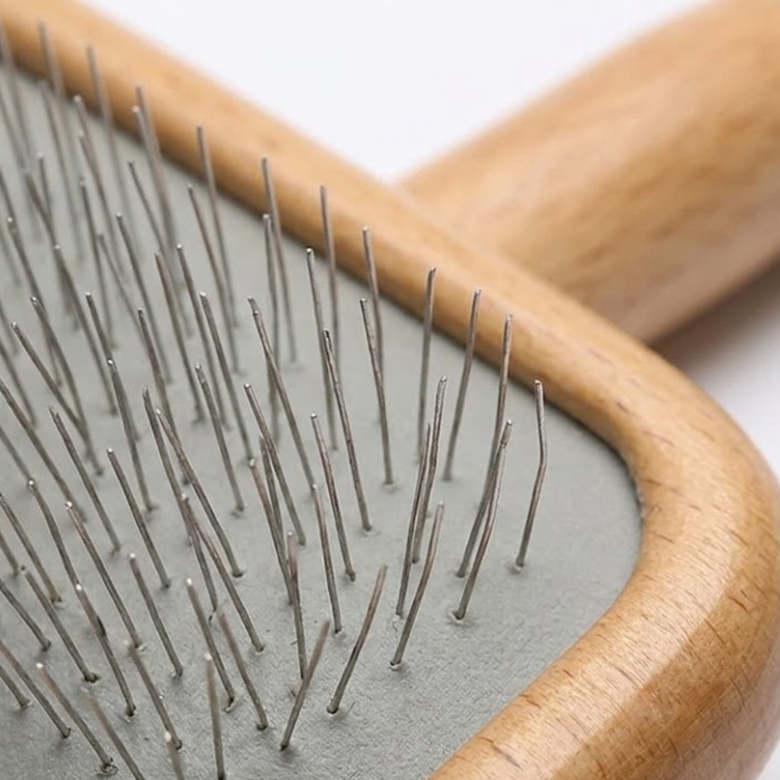 Dog Pin Brush with Wooden Handle Professional Pet Grooming Needle Comb for Hair