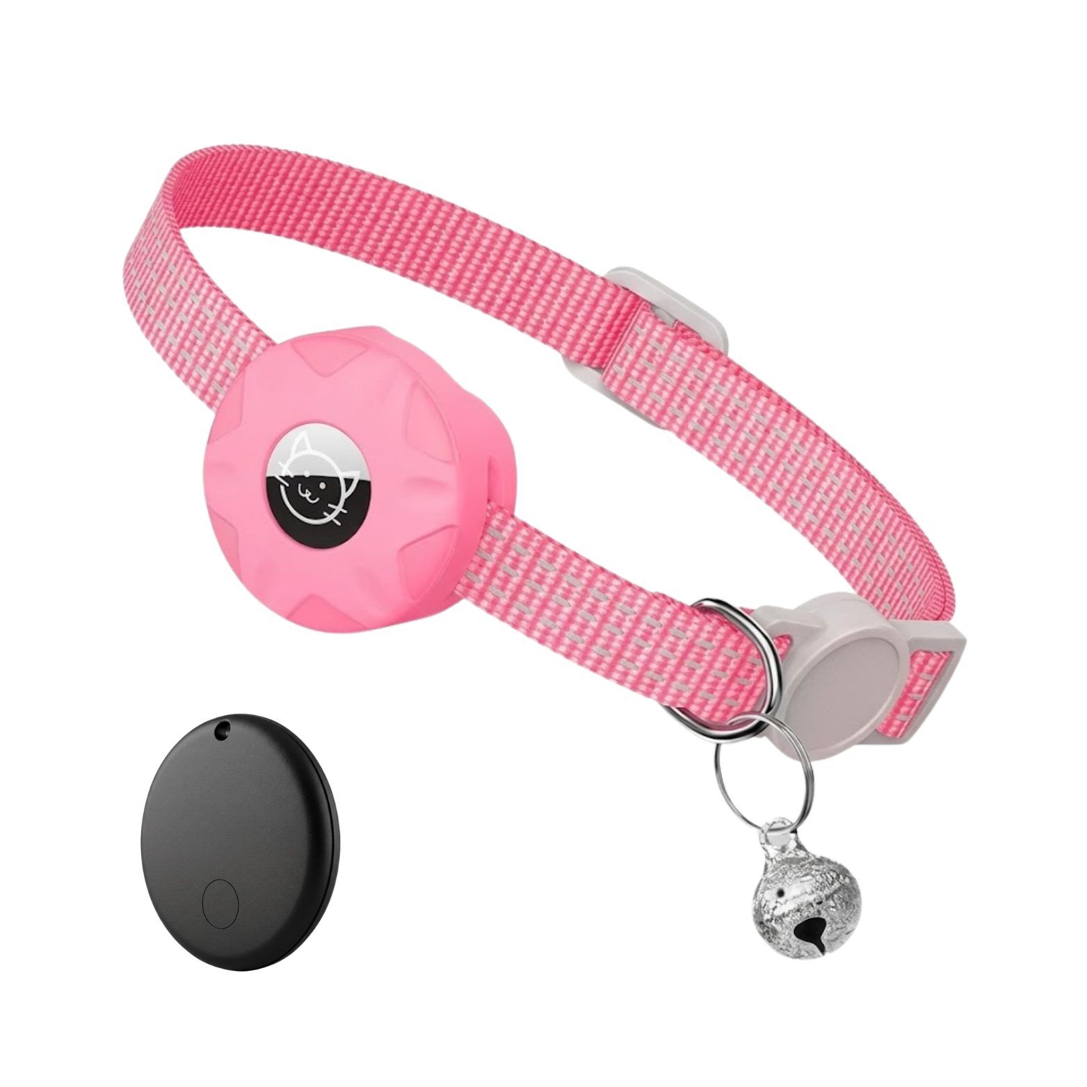 Reflective Cat Collar with Integrated GPS Tracker Holder and Breakaway Safety Buckle