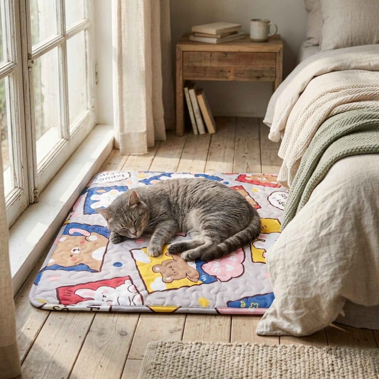 Ice Silk Cooling Pet Mat Breathable PU Moisture Proof Dog Bed Blanket for Cats