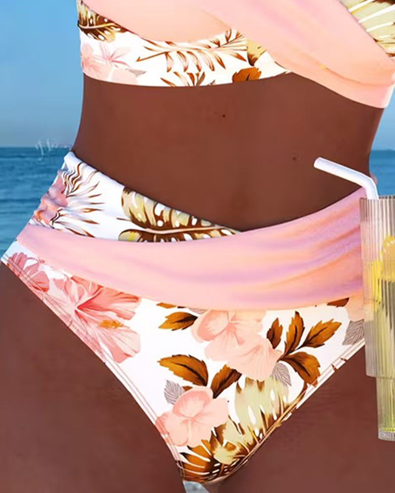 Floral Print Split Bikini Set