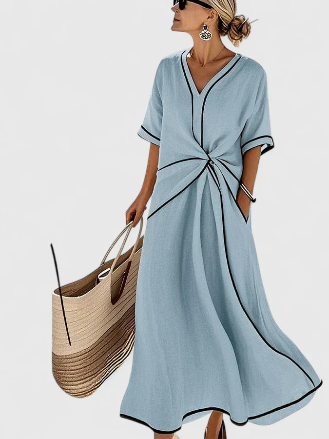Women's maxi dress — twisted front knot | beach vacation wear
