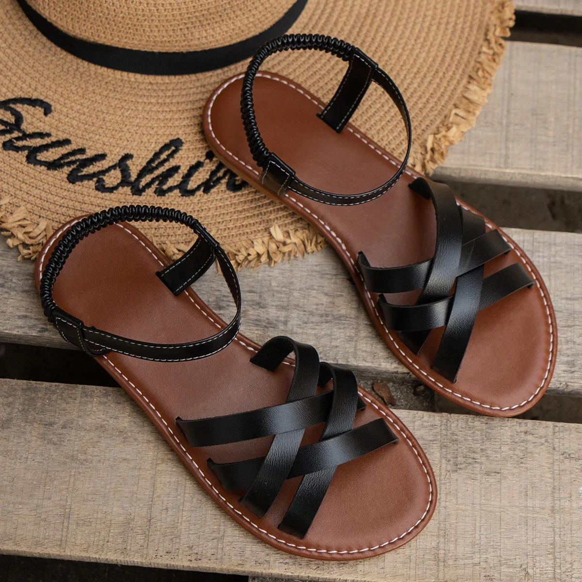 Women's open toe sandals — adjustable ankle strap for daily wear