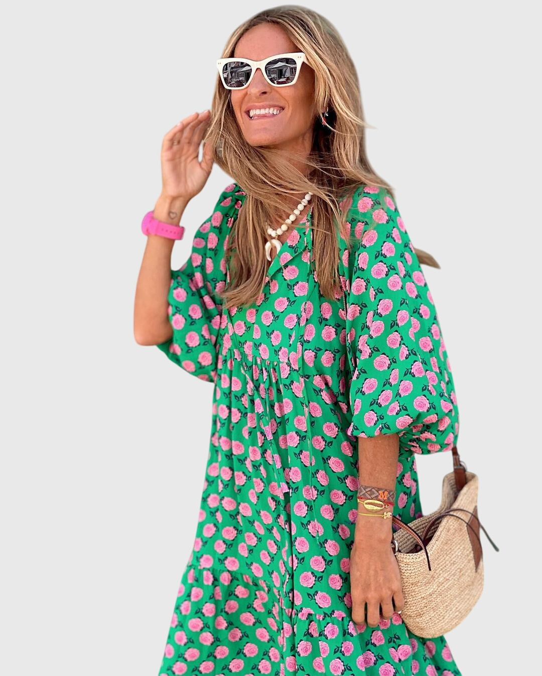 Bohemian maxi gown | printed relaxed fit long dress