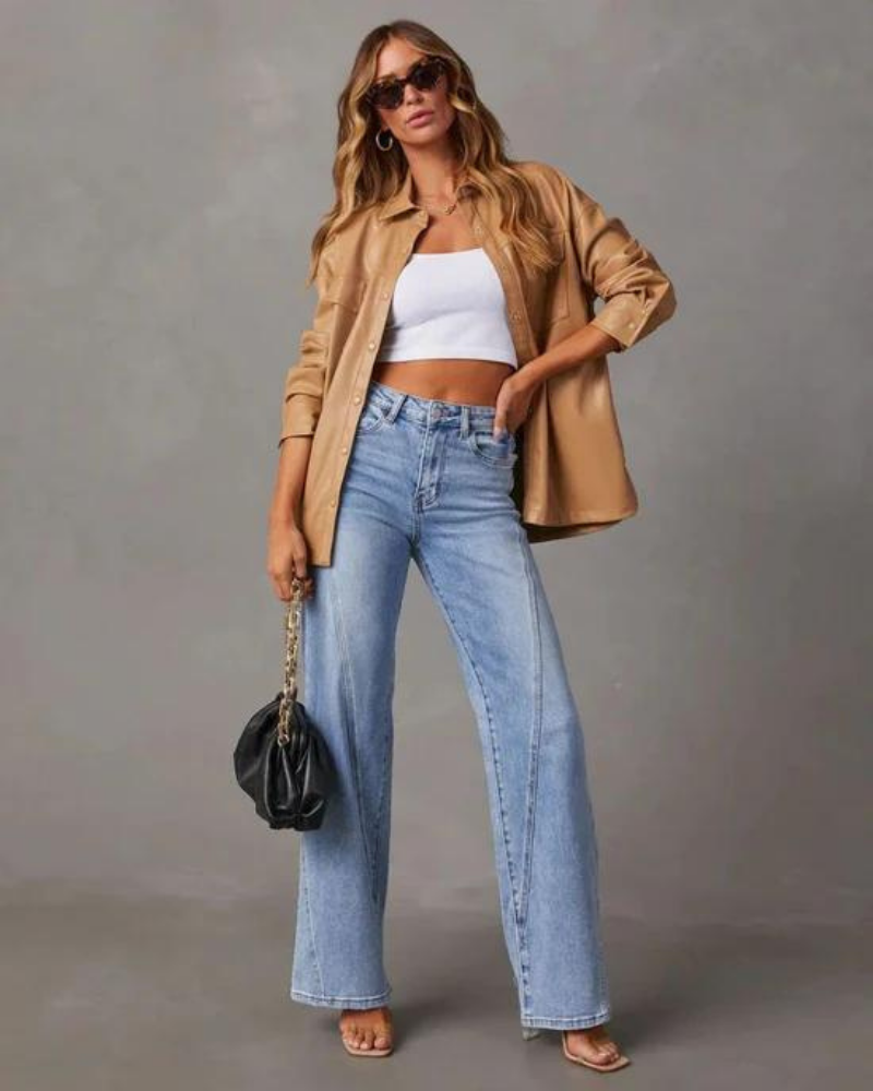 Women's Wide Leg Jeans Denim High Rise Waist Flattering Fit Casual Everyday