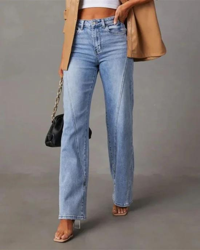 Women's Wide Leg Jeans Denim High Rise Waist Flattering Fit Casual Everyday