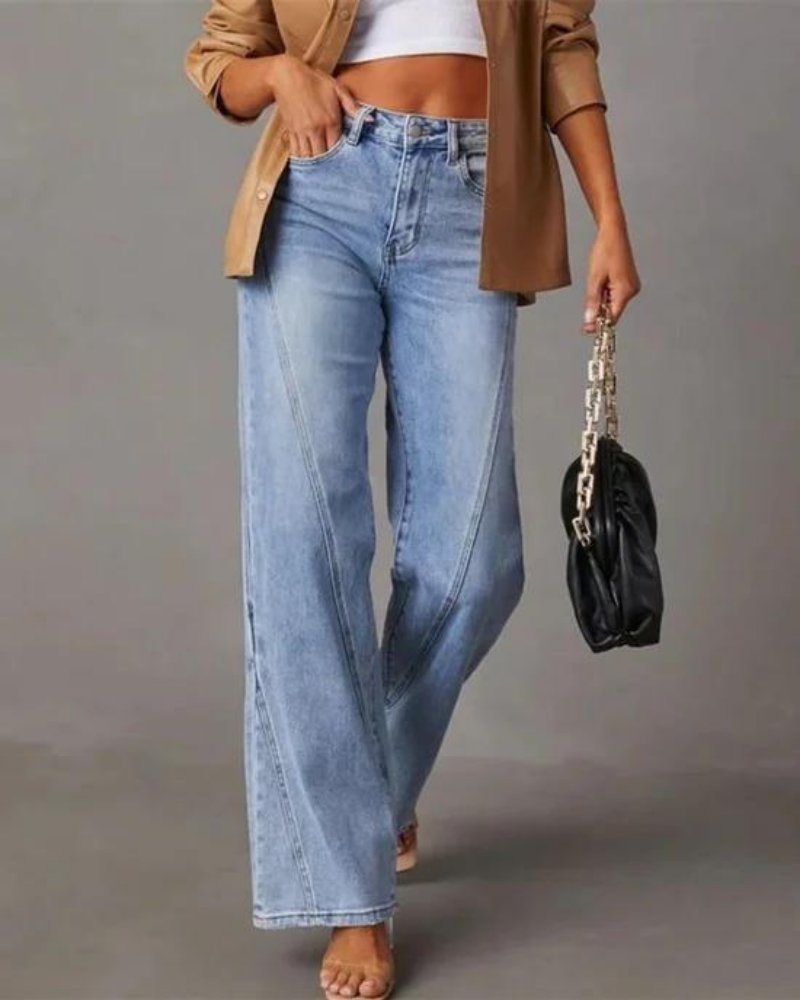Women's Wide Leg Jeans Denim High Rise Waist Flattering Fit Casual Everyday